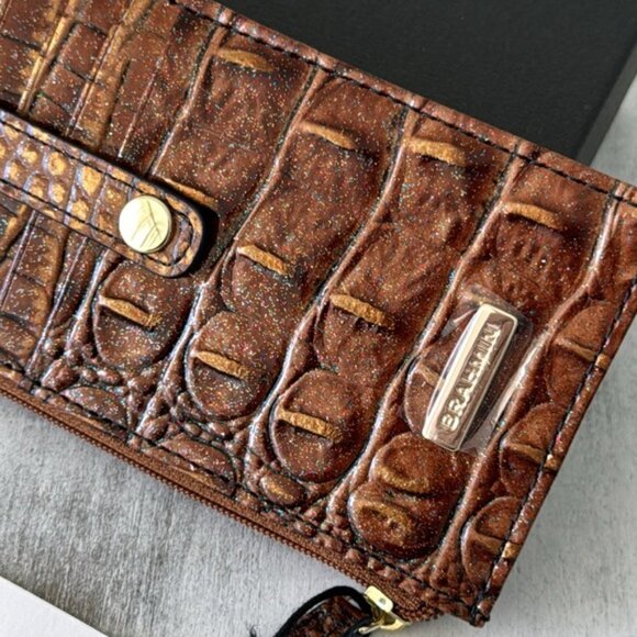 Brahmin Card Case Mystical Ombre Melbourne Wallet Croc-Embossed Leather Brown - Picture 12 of 14